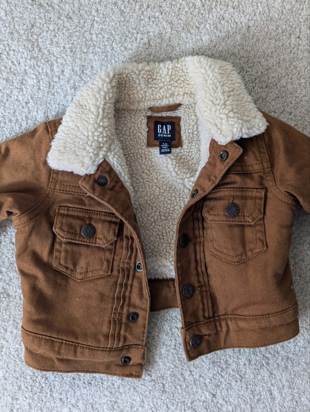 GAP Kids Brown Jacket with Cream Sherpa Lining